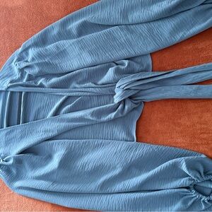 Altar'd State Slate Blue Wrap Blouse